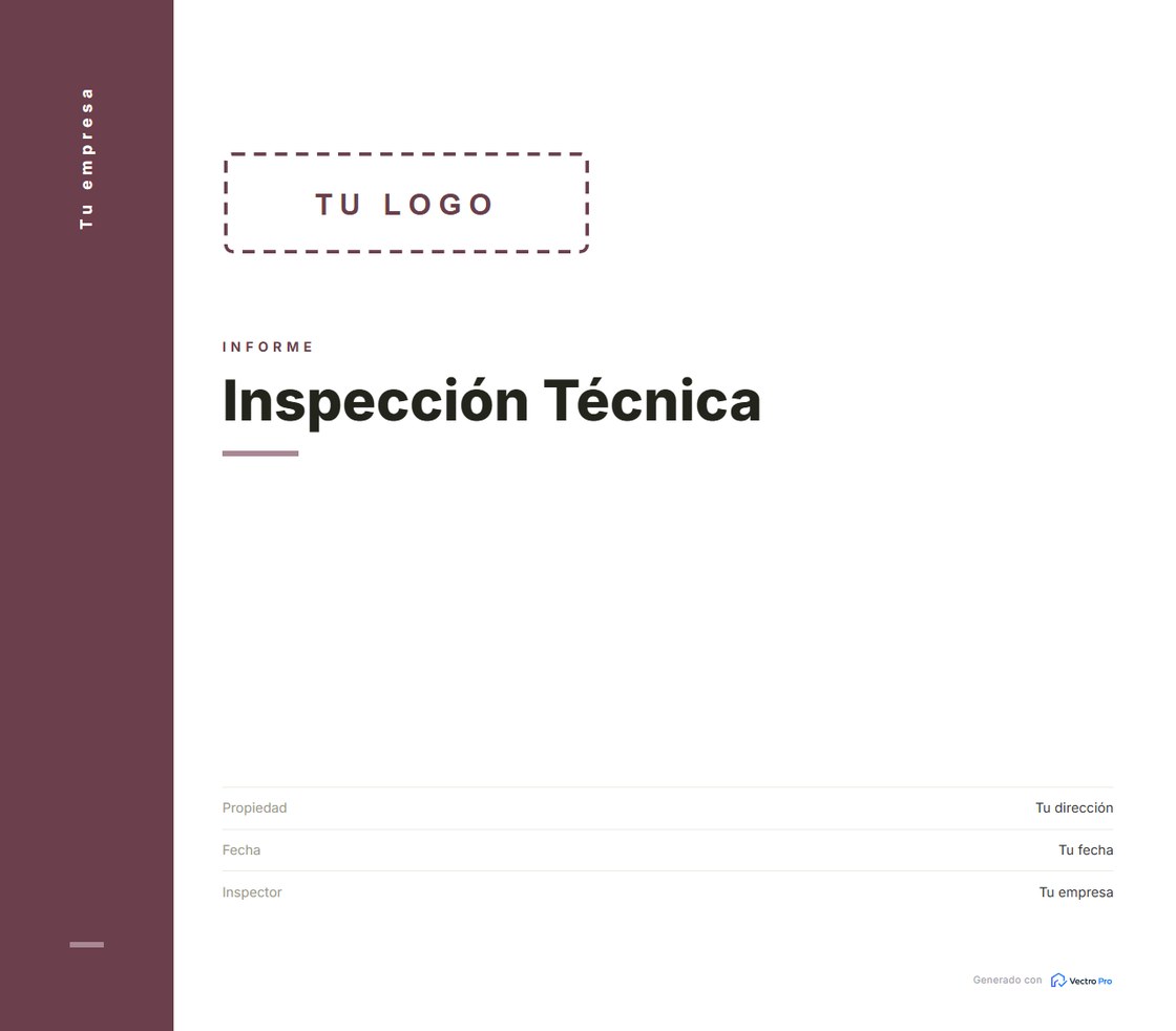 Portada del informe en la plantilla Boutique: el lugar del logo marcado como TU LOGO y los datos como Tu empresa, Tu dirección y Tu fecha