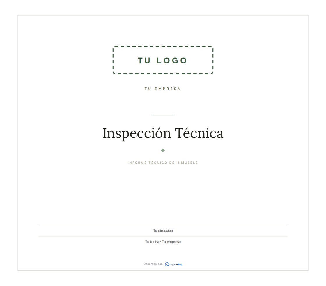 Portada del informe en la plantilla Editorial: el lugar del logo marcado como TU LOGO y los datos como Tu empresa, Tu dirección y Tu fecha